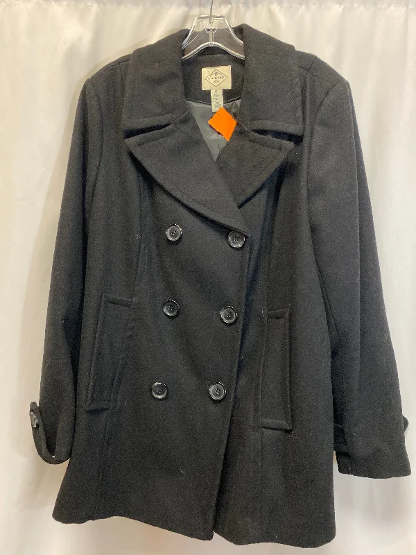 Coat Peacoat By St Johns Bay In Black, Size: Xl Preppy Men's College