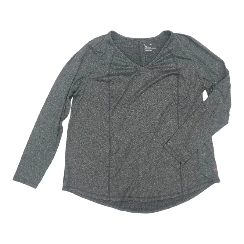 Athletic Top Ls Crewneck By Livi Active In Grey, Size:1X Elegant Men's Formal 