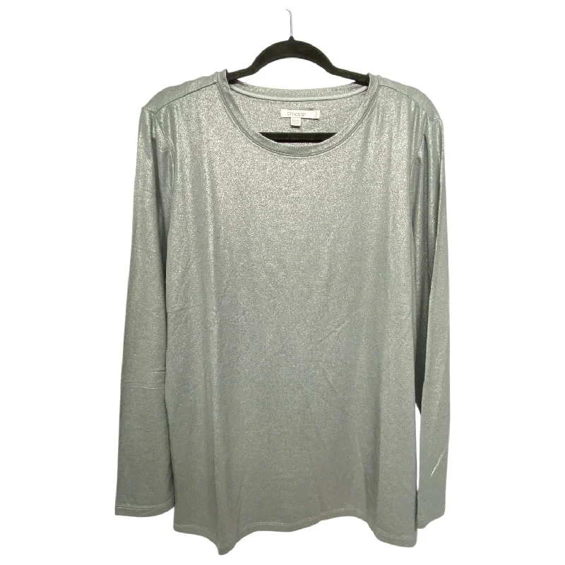 Top Long Sleeve By Chicos In Grey, Size: Xl Polished Men's Satin
