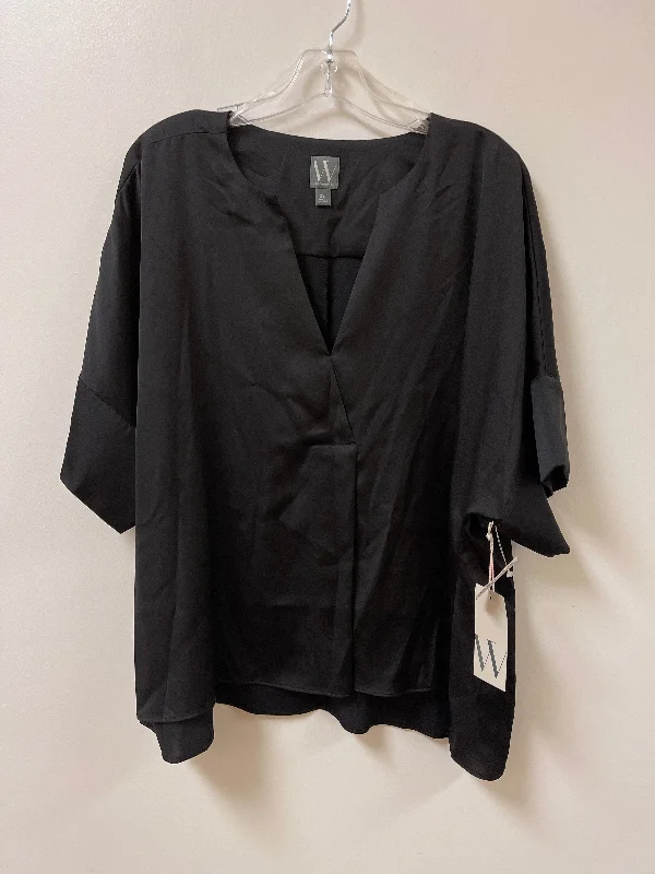 Top Short Sleeve By Worthington In Black, Size: 2x Modern Men's Geometric