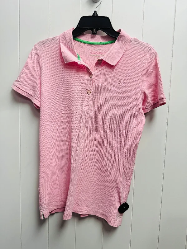 Top Short Sleeve Designer By Lilly Pulitzer In Pink, Size: M Hip Men's Retro
