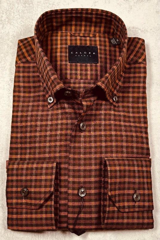 Calder Carmel Melange Twill Gingham Sport Shirt in Ember Rugged Men's Outdoor 