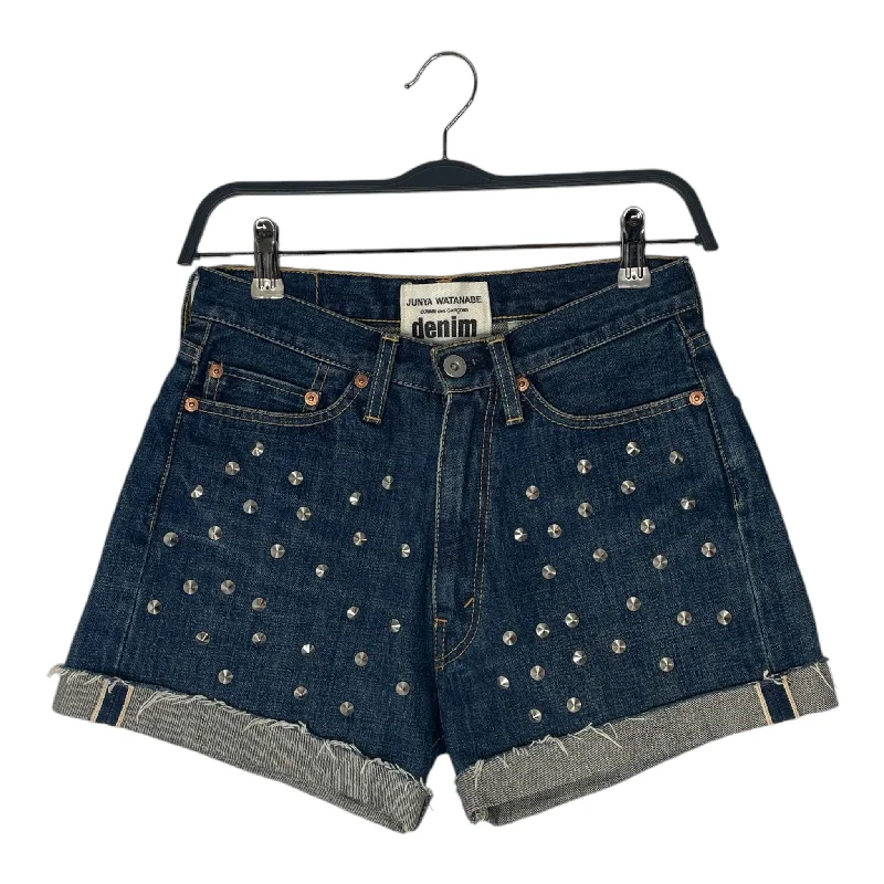 JUNYA WATANABE COMME des GARCONS/Shorts/XS/Cotton/BLU/STUDDED DENIM SHORTS Casual Men's Short