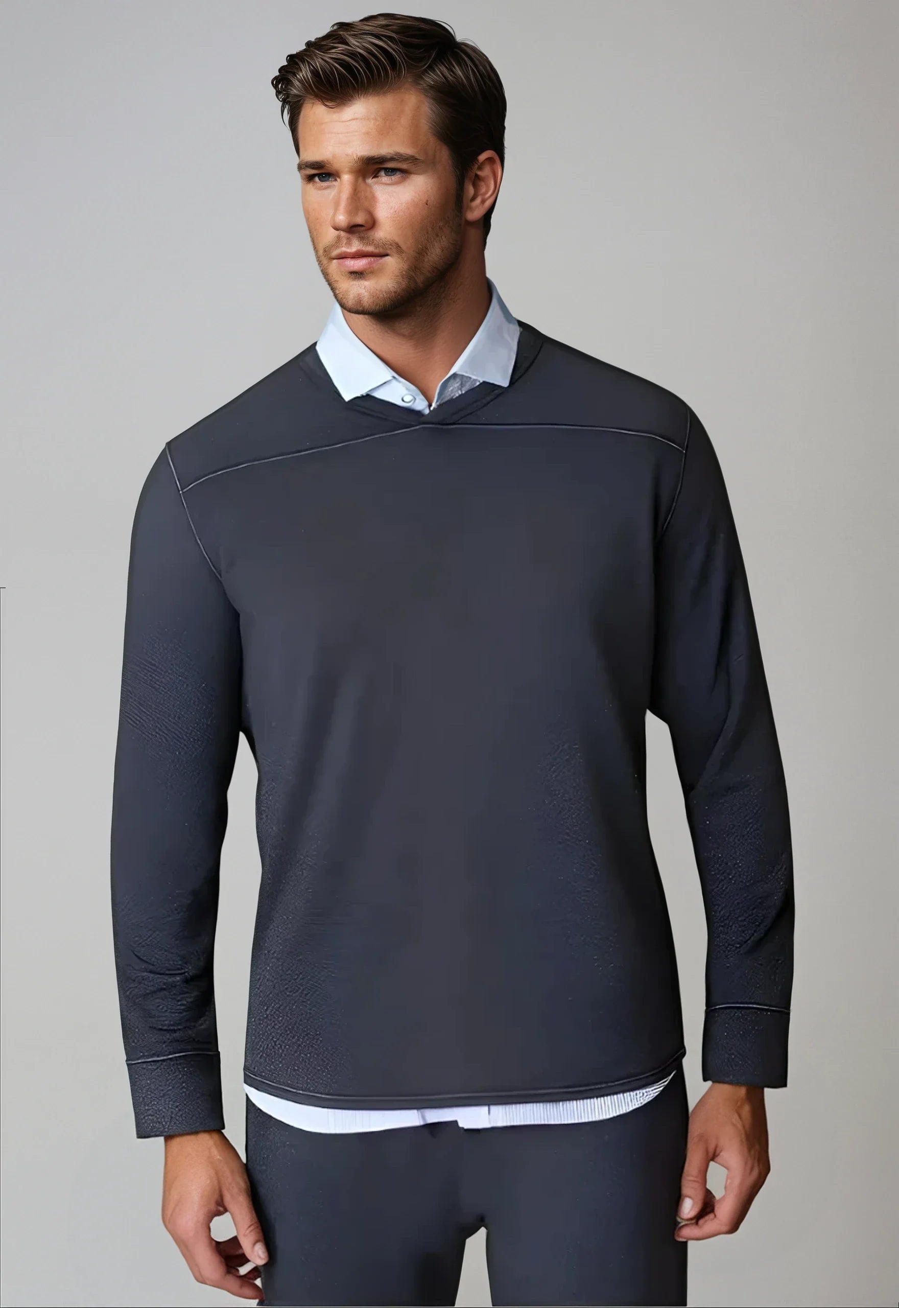 Rugvee Pullover V-Neck Sweatshirt - Charcoal Grey Dapper Men's 1920S