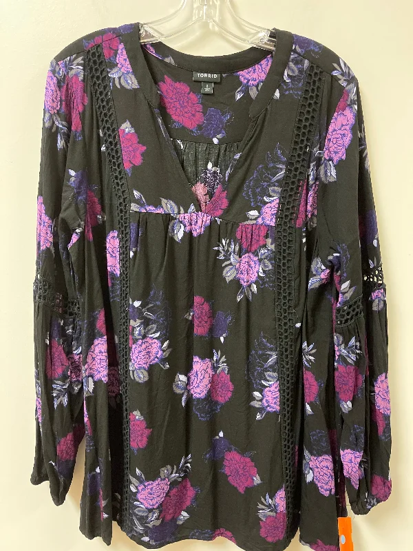 Top Long Sleeve By Torrid In Black & Purple, Size: 2x Bold Men's Animal