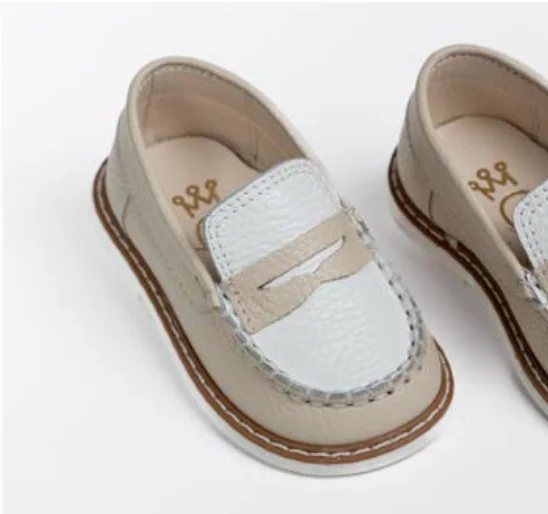 Tan and White Leather Loafer Hip Men's Urban
