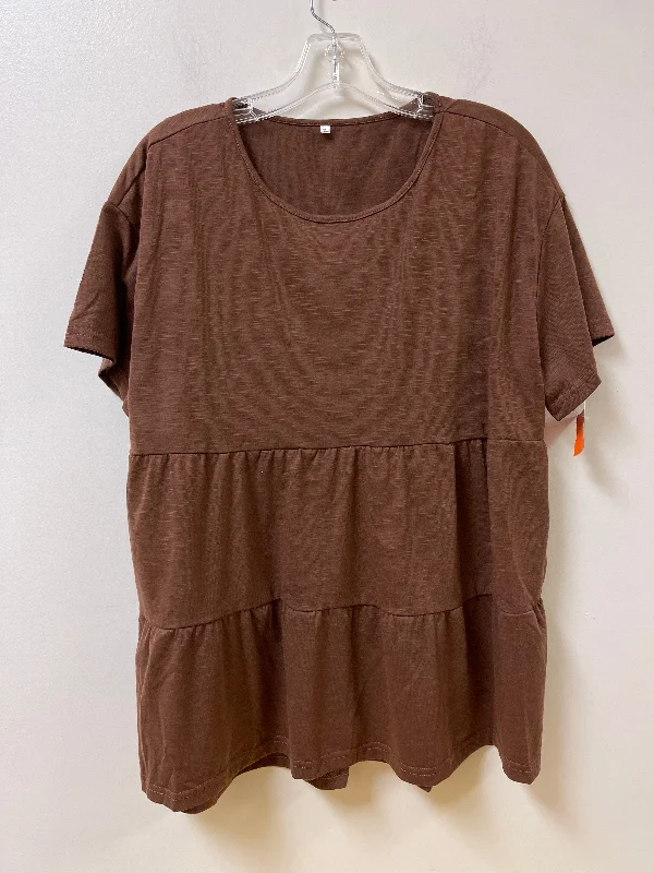 Top Short Sleeve By Clothes Mentor In Brown, Size: 2x Athletic Men's Compression