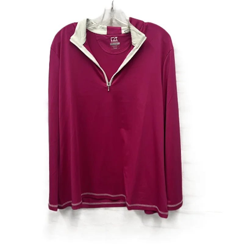 Athletic Top Long Sleeve Collar By Cutter And Buck In Pink, Size: 1x Organic