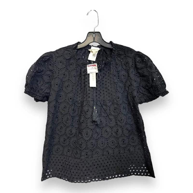 Top Short Sleeve By Adiva In Black, Size: S Polished Men's Silk