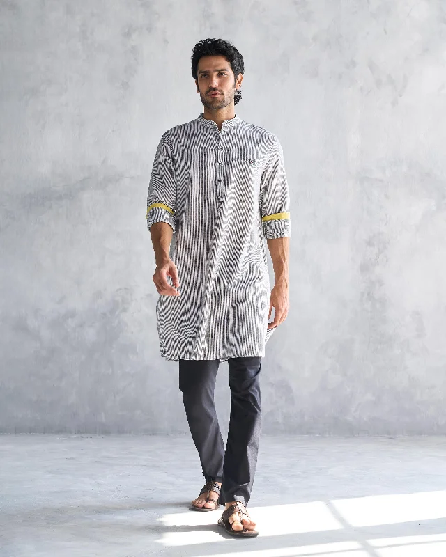Pondicherry Kurta - Charcoal Stripe Vintage Men's 1970S Disco
