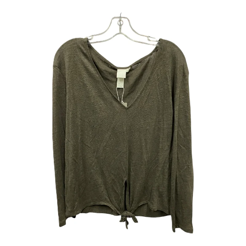 Top Long Sleeve By H&m In Brown, Size: M Stylish Men's Neon