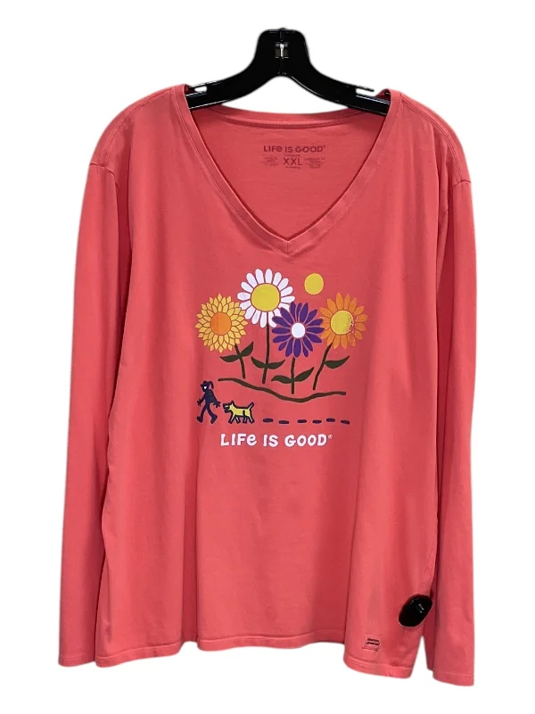 Top Long Sleeve By Life Is Good In Orange, Size: 1x Youthful Men's Anime