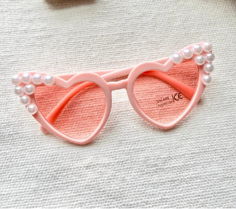 Pink Heart Sunglasses Sleek Men's Metallic