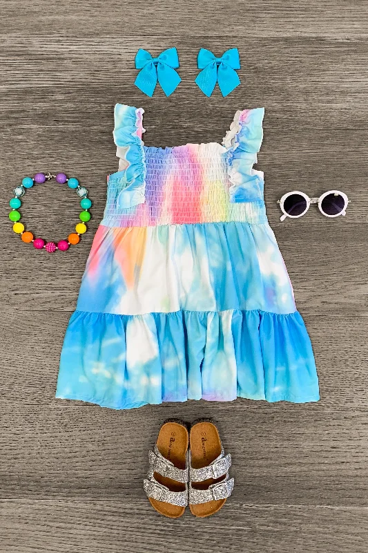 Blue & Rainbow Sky Ruffle Dress Traditional Men's Country