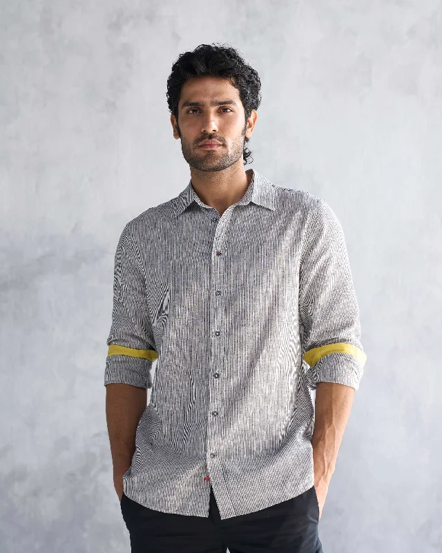 Classic Shirt - Charcoal Stripe Earthy Men's Hemp
