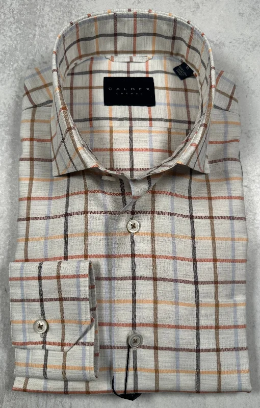 Calder Carmel Luxury 100's Melange Peached Twill Herringbone Sport Shirt in Ember Dapper Men's 1920S
