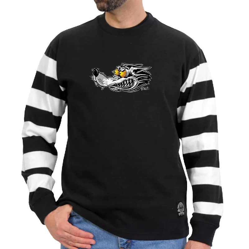 Hot Leathers GMS6004 Men's Black and White 'Race Wolf' Striped Long Sleeve Shirt Dynamic Men's Glow