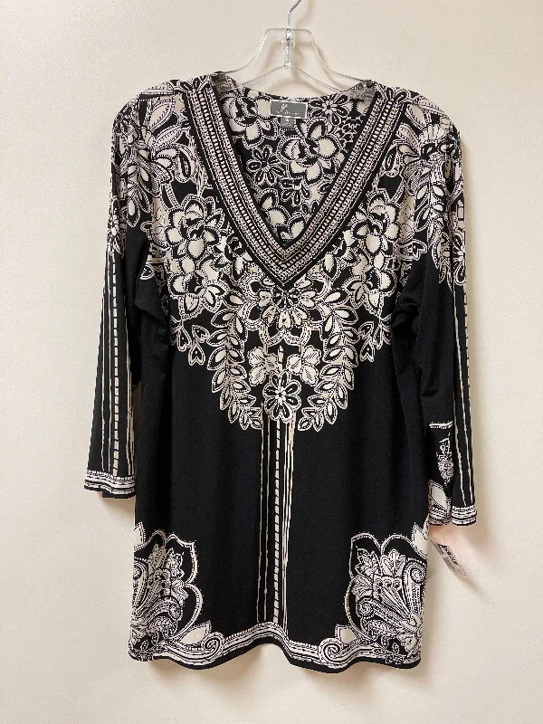 Top Long Sleeve By Jm Collections In Black & Cream, Size: Xl Practical Men's Quick