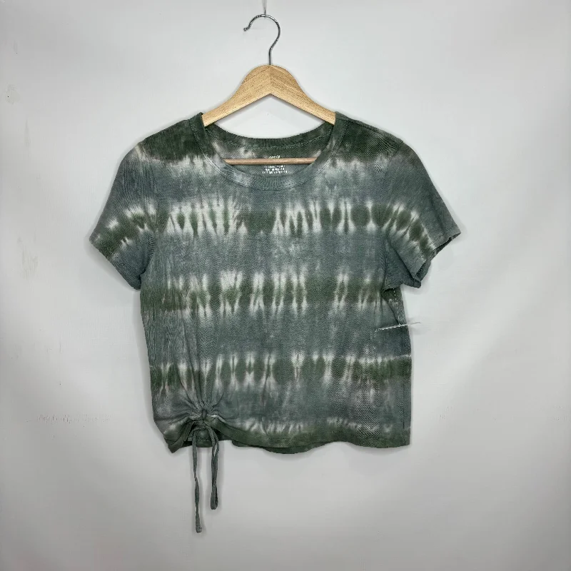 Tie Dye Print Top Short Sleeve Aerie, Size S Monochromatic Office Style
