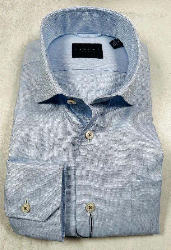 Calder Carmel Ultimate Brushed Oxford Solid Sport Shirt in Sky Blue Streetwear Style