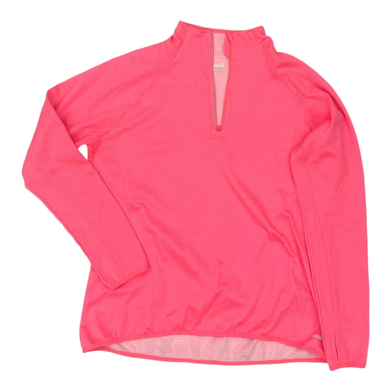 Athletic Top Ls Collar By Avia In Pink, Size:2X Cool Men's Distressed