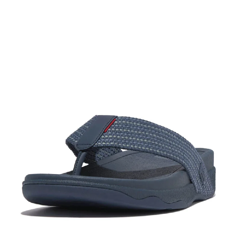 FitFlop Men's Surfer Weave Stripe Sandals - Teal Blue Mix Sleek Men's Metallic