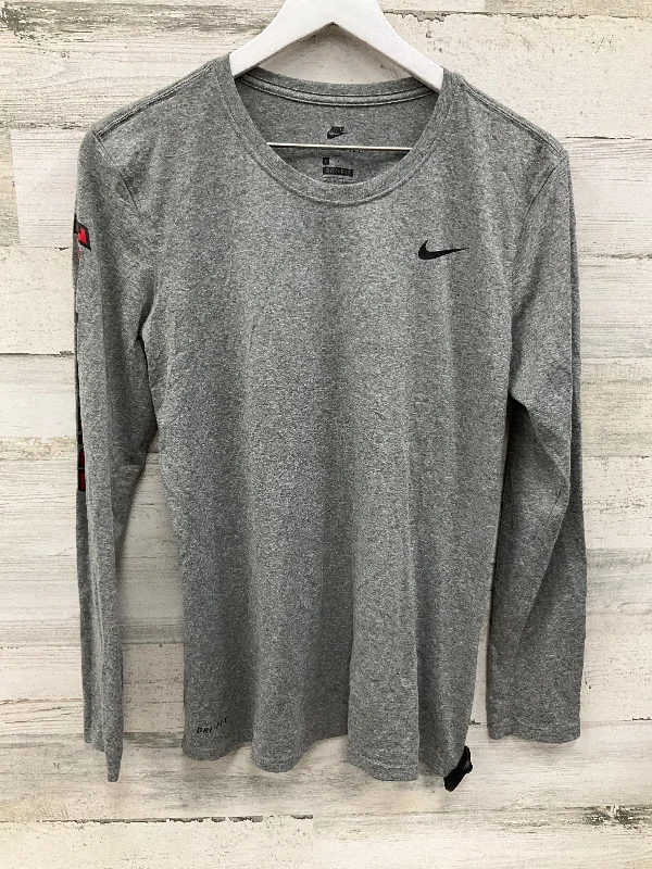 Athletic Top Long Sleeve Crewneck By Nike In Grey, Size: L Practical Men's Multi