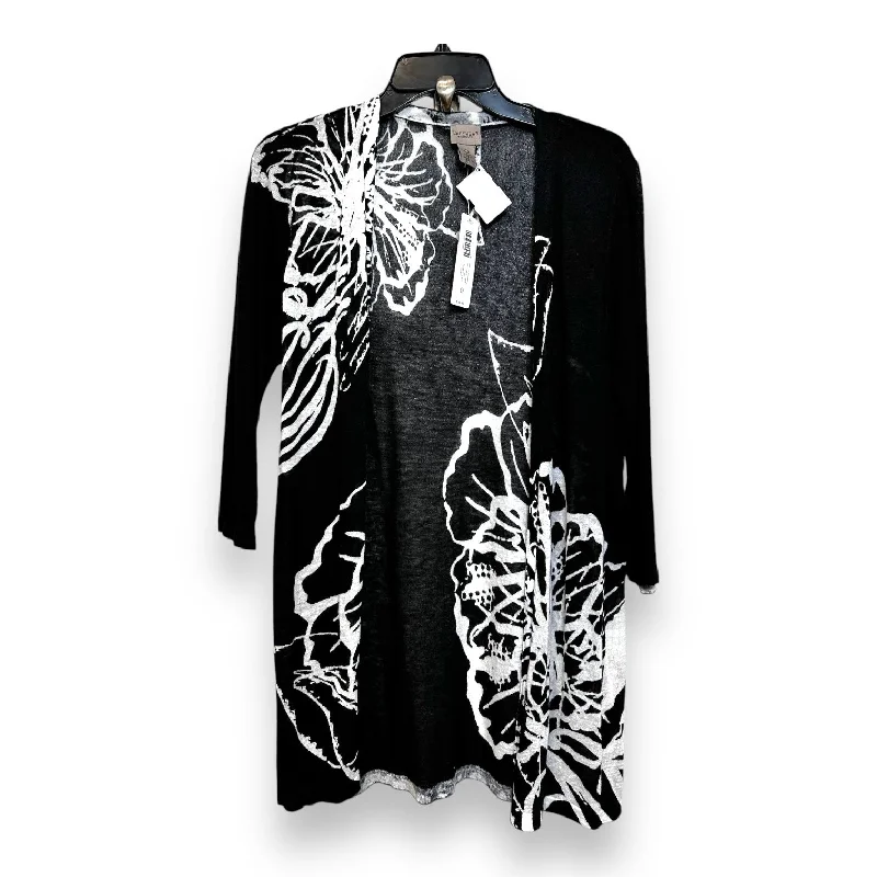 Cardigan By Chicos O In Black White, Size: Xs Sleek Men's Metallic