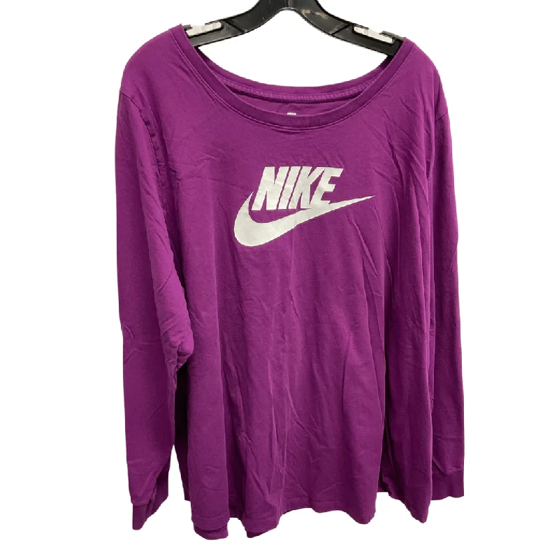 Athletic Top Long Sleeve Crewneck By Nike In Purple, Size: 3x Beach