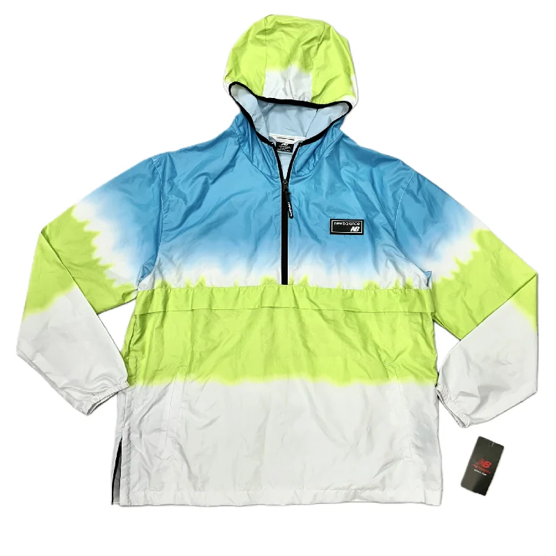 Athletic Jacket By New Balance In Blue & Green, Size: Xl Casual Men's Loose