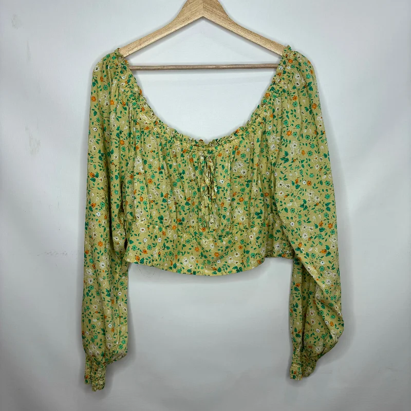 Floral Print Top Long Sleeve Aerie, Size Xl Gym