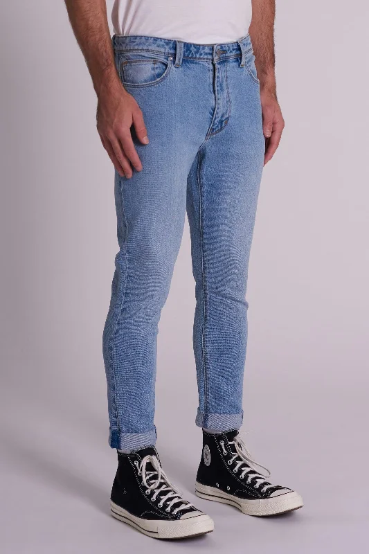 Abrand Mens Drop Skinny Bias Jean Mid Vintage Indigo Practical Men's Quick