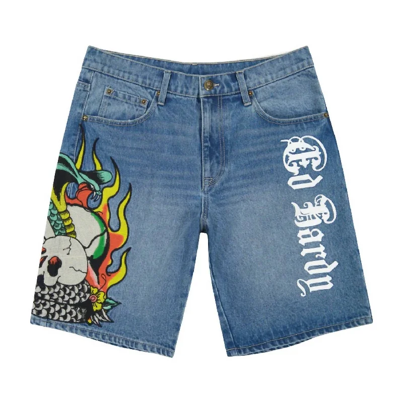 Men's Fire Cobra Skater Short In 2K Wash Trendy Men's Oversized