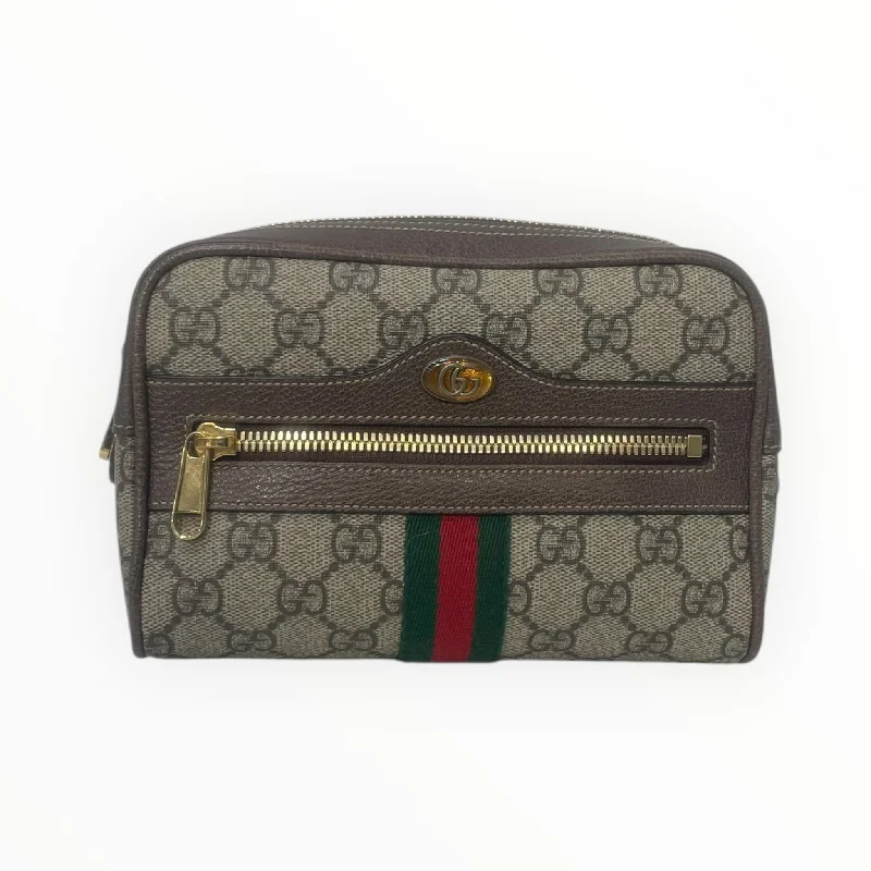 GUCCI/Fanny Pack/Monogram/Leather/BRW/'GG' STONE ON FRONT Business
