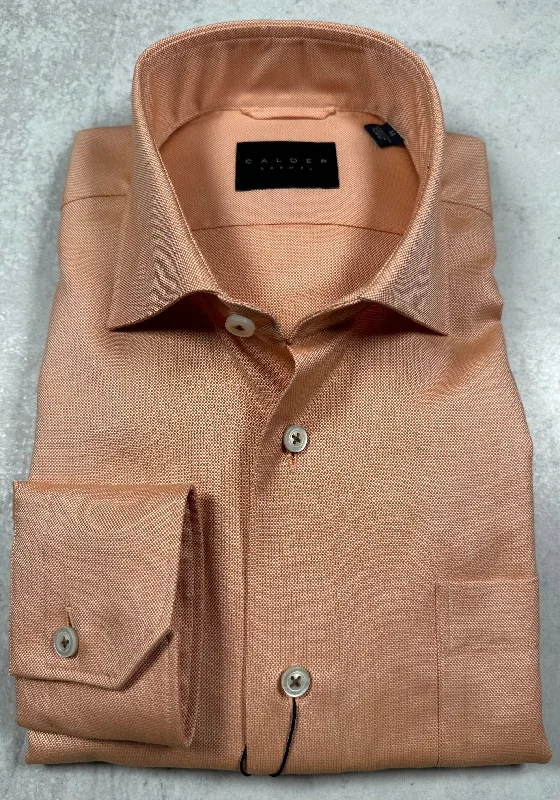 Calder Carmel Ultimate Brushed Oxford Solid Sport Shirt in Papaya Traditional Men's Country