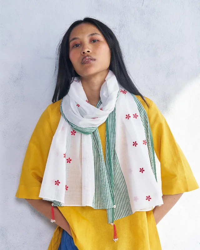 Dokai Scarf - White & Green Sophisticated Men's 