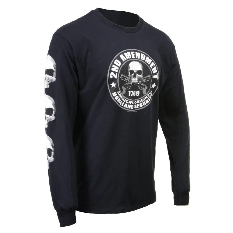 Milwaukee Leather MPMH117003 Men's '2nd Amendment America's Original Homeland Security' Long Sleeve Black T-Shirt British Gentleman Style
