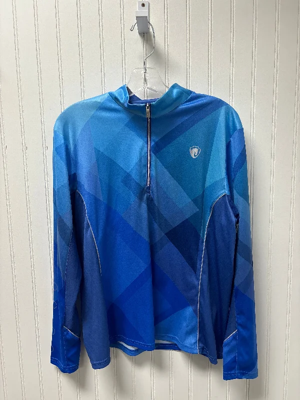 Athletic Top Long Sleeve Collar By Ariat In Blue, Size: 1x Trendy Men's Oversized