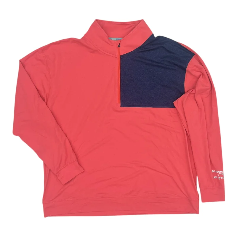 Athletic Top Ls Collar By Saucony In Blue & Pink, Size:Xl Practical Men's Multi