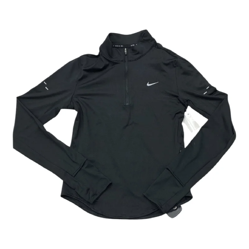 Athletic Top Long Sleeve Collar By Nike In Black, Size: Xs Laid
