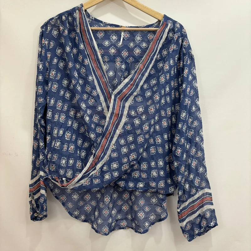 Blue & Red Top Long Sleeve Free People, Size Xs Artistic Men's Hand