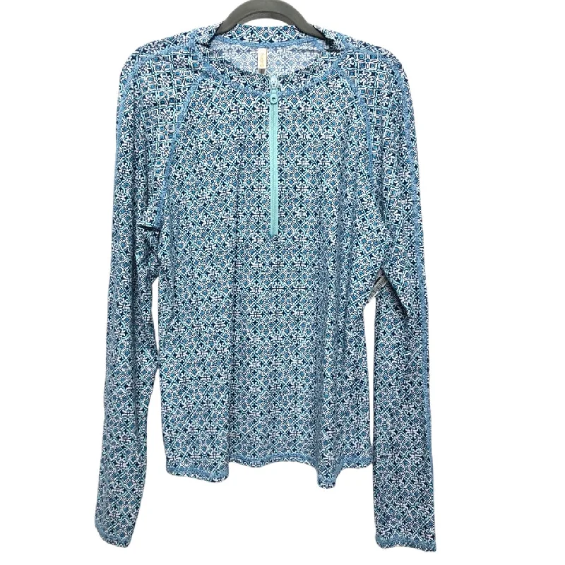 Athletic Top Long Sleeve Crewneck By Cmb In Blue & White, Size: Xl Trendy Men's Oversized Athletic Top Long Sleeve Crewneck By Cmb In Blue & White, Size: Xl Trendy Men's Oversized