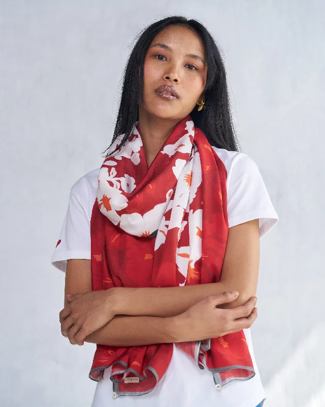 Burma Scarf - Red & Ivory Streetwear Style